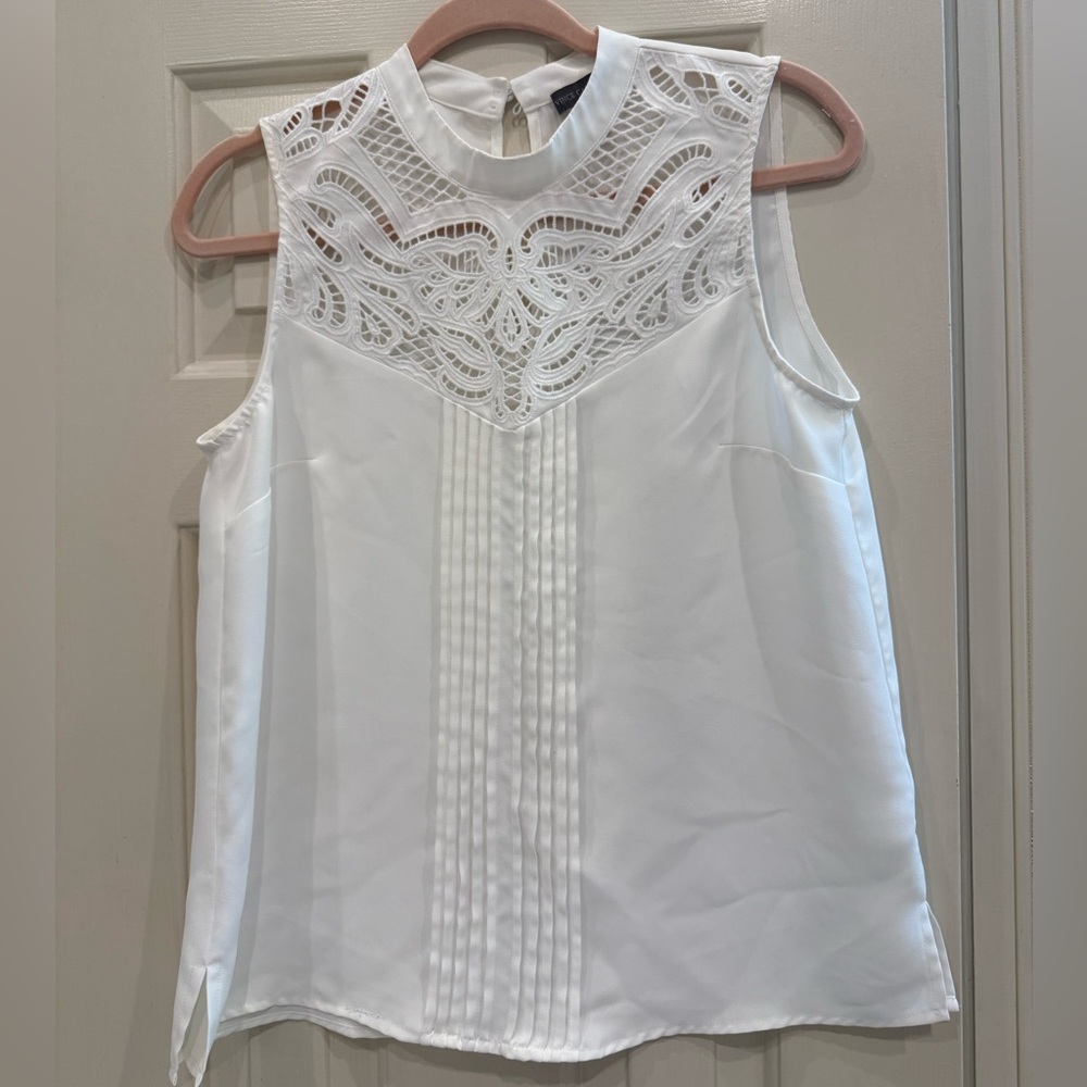 Vince Camuto White Lace Detail Blouse